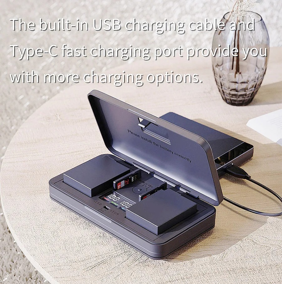 LVXUAN DMW-BLE9E/BLG10 Battery Charger, with Card Reading Function, for Panasonic DC-G100,ZS80,GX9,LX100 II,ZS200,ZS70,GX80,GX85