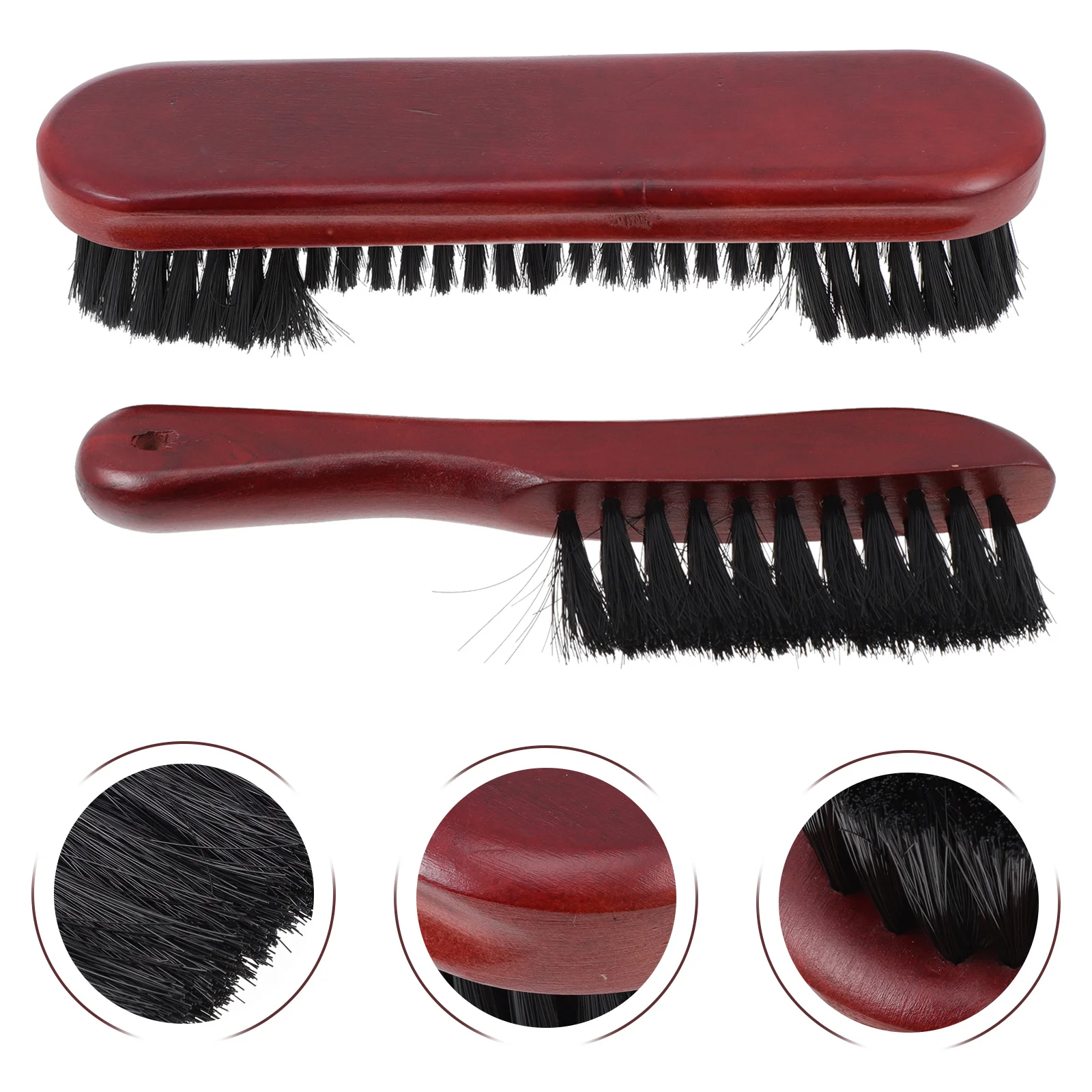 2Pcs Billiard Table Brush Set with Dual Length Bristles Horseshoe Design Wood Handle for Pool Table Felt Cleaning Supply