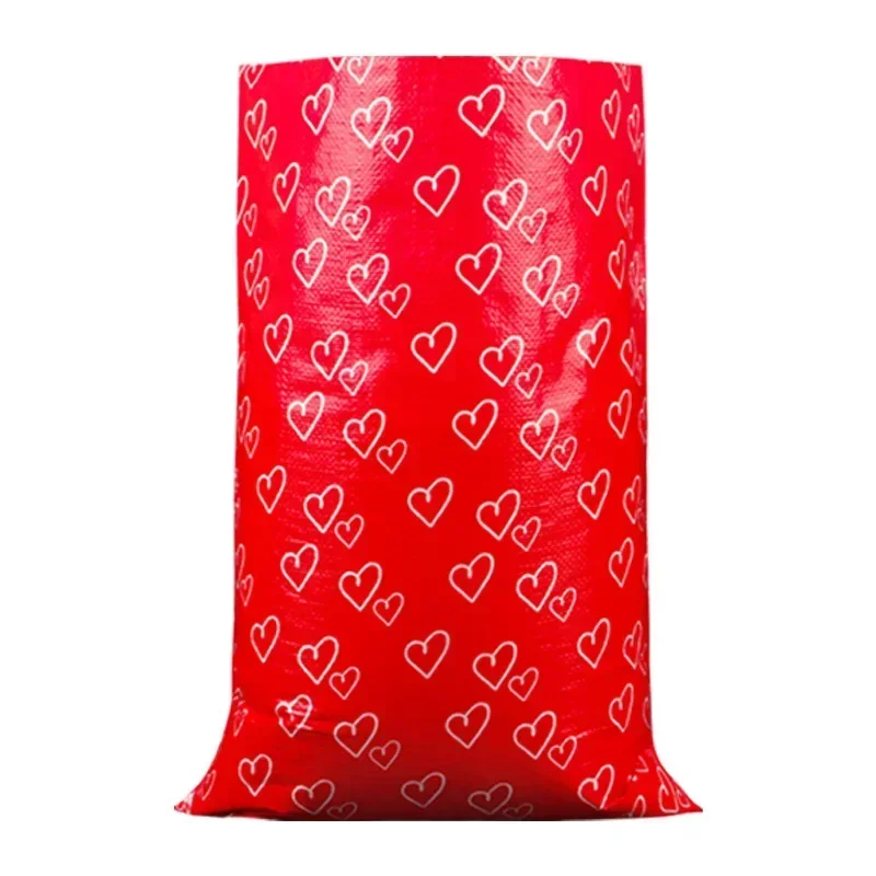 10pcs Waterproof Laminated Woven Bag Large Capacity Red Love Printed Moving Bag Multi Size High-quality Gift Packaging Bags