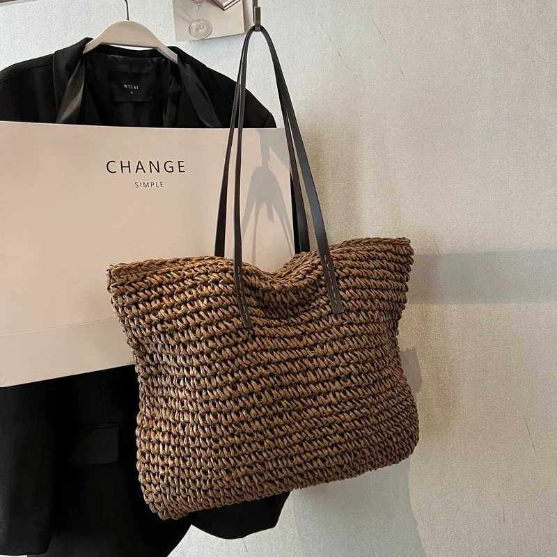 

Летняя мода, роскошный дизайн, женская сумка на плечо, хит продаж, тканая женская сумка-тоут, большая вместительная сумка для отдыха