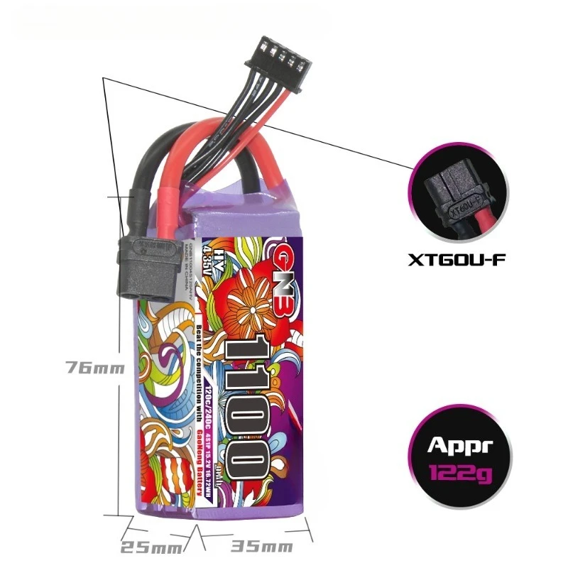 1100mAh 4S 15.2V 120C Drone Battery for FPV Racing Drone Model Replacement Lithium Batteries for Drones