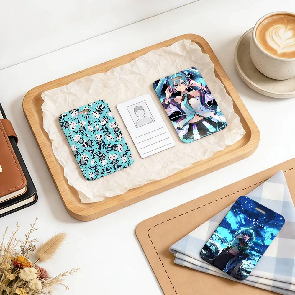 

M-Miku-Cartoon-H-Hatsune Credit Card Holder Card Covers Women Men Work ID