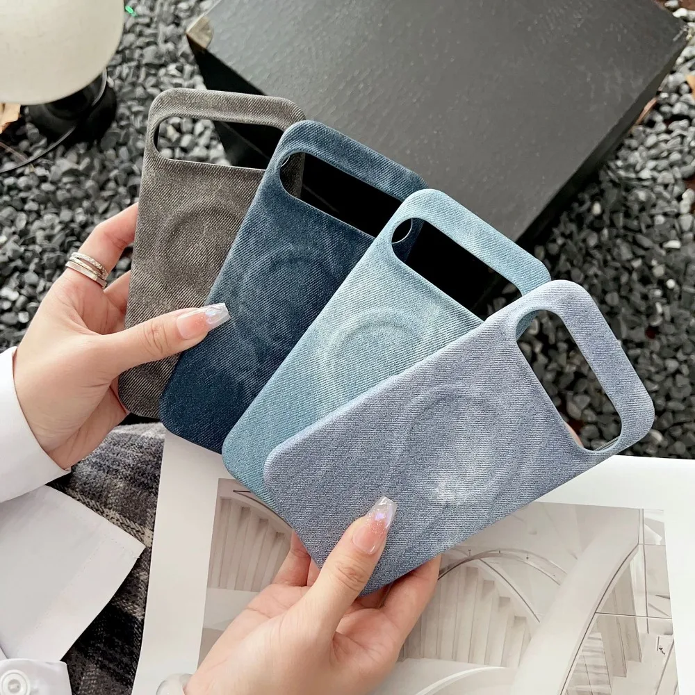 

For Google pixel 9 pro xl pixel 8A pixel 7 Fabric magnetic denim simple phone case non-slip advanced anti-drop protective cover