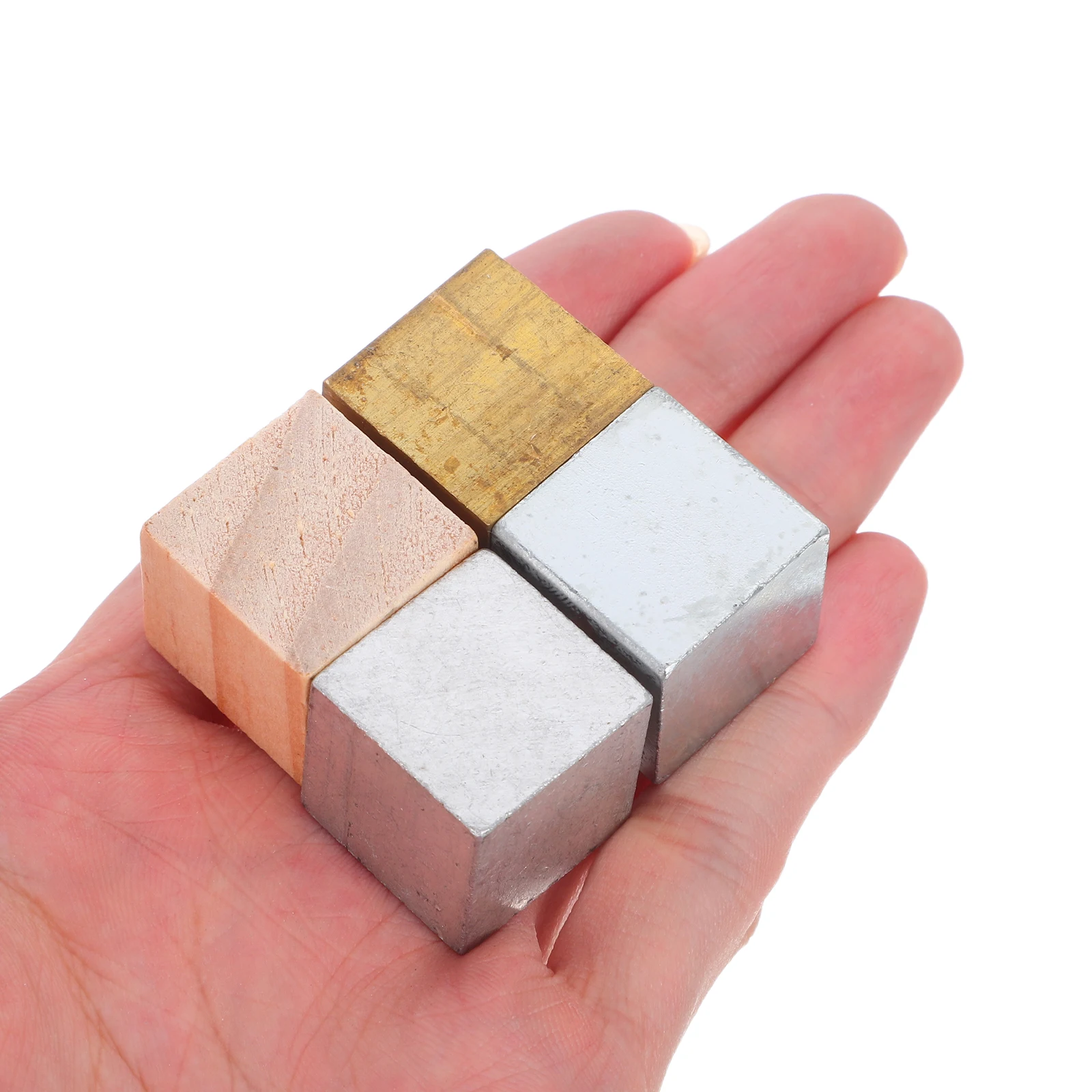 

7Pcs Metal Density Cube Set Includes Copper Iron Aluminum Cubes Cylinders for Experiments Physics Education