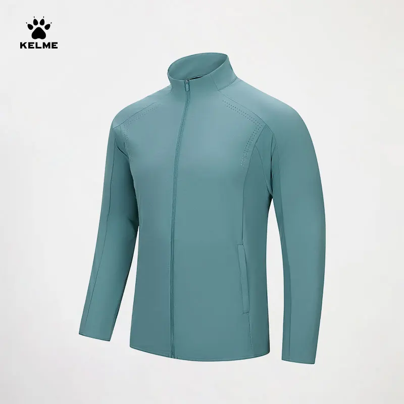 Kelme Licht geweven herenjack Upf50+ Zonbescherming Jas met opstaande kraag Dagtraining Buitensporten Hardloopwindjack