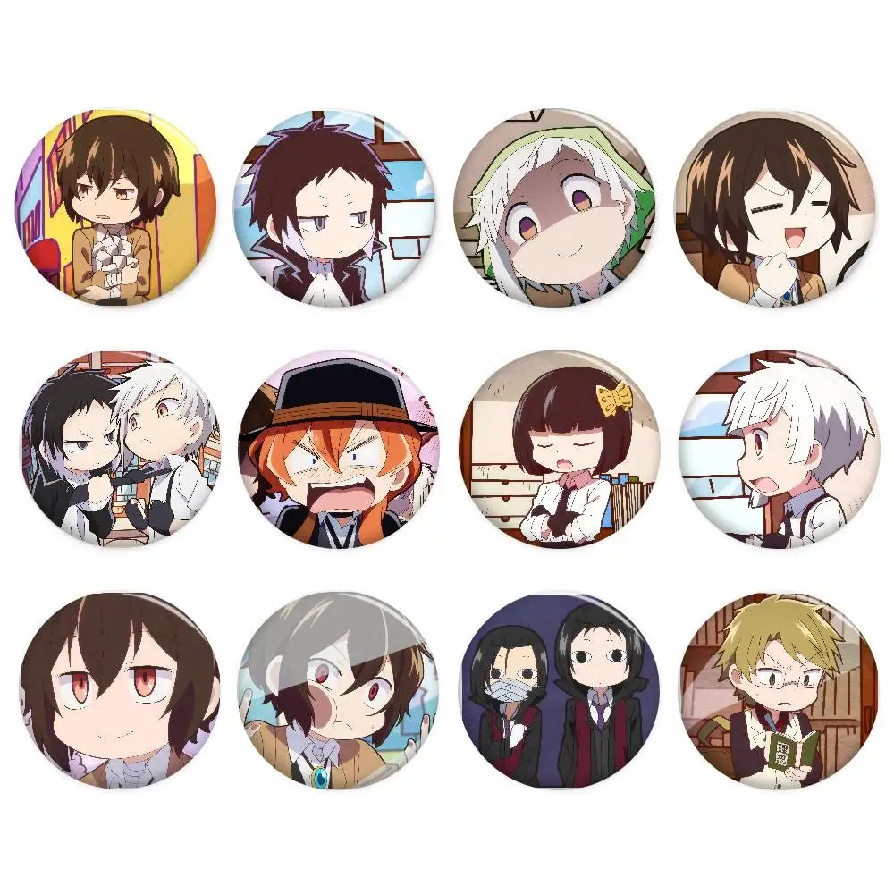 Cartoon Figure Bungo Stray Dogs Icon Badge Handmade Tinplate Brooch for Backpack Clothes Chest Ornament Gifts