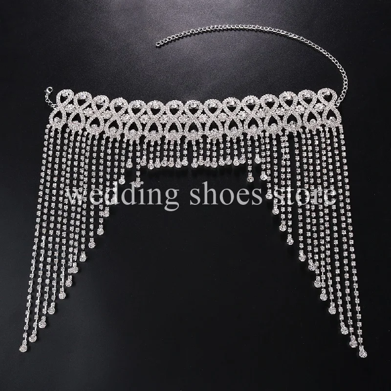 Fashion Rhinestone Fringe Hair Women's Sexy Fringe Wedding Headwear Hip Hop Fringe Headdress Designer Party Banquet Hair Chain