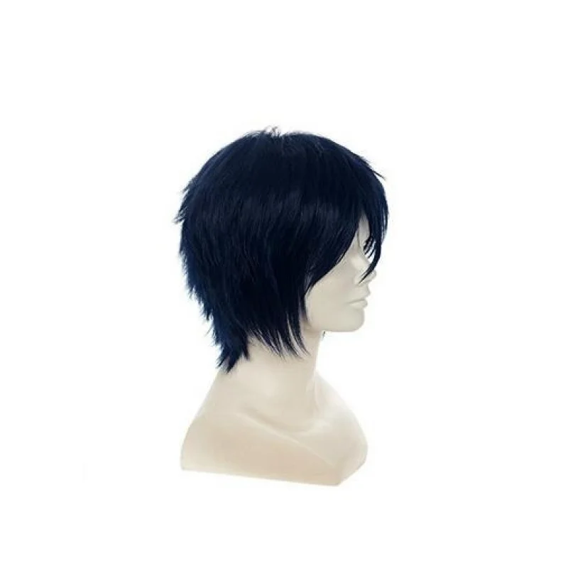 قصيرة Ao no Exorcist -Okumura Rin الأزرق الداكن أنيمي شعر مستعار تأثيري