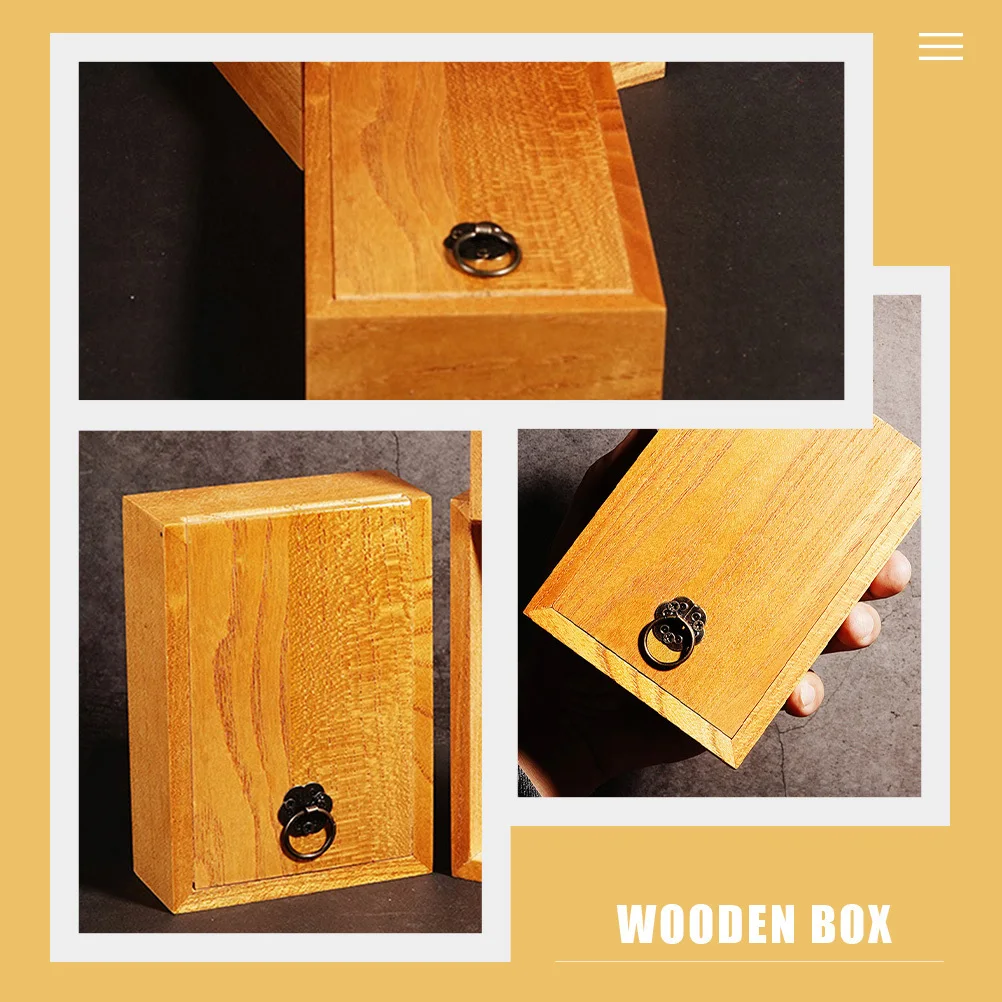 Wood Storage Box Small Wooden Jewelry Organizer Lid Multifuntional Desktop Keepsake Gift Packaging Box