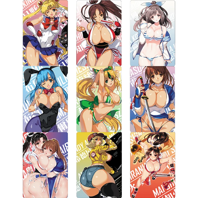 

9Pcs/set Diy Mai Shiranui Chun-Li ACG Flash Cards Anime Girls Tsukino Usagi Kawaii Classic Game Anime Collection Cards Gift Toys