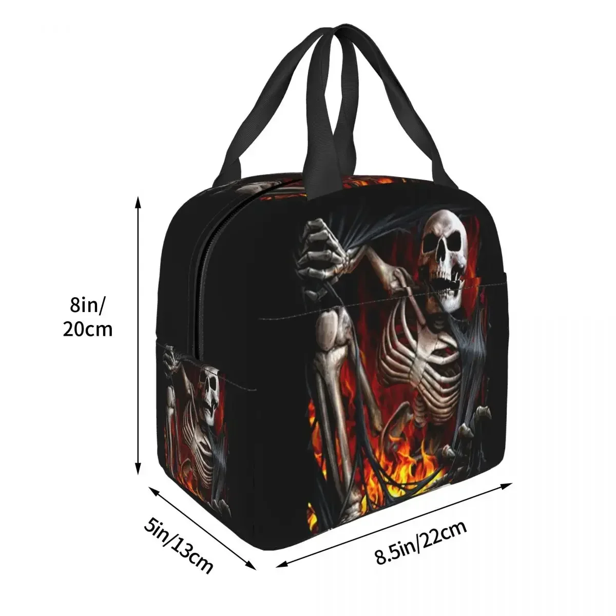

Horror Gothic Death Skull Insulated Lunch Bag Waterproof Thermal Cooler Lunch Box For Women Children Food Container Tote Bags