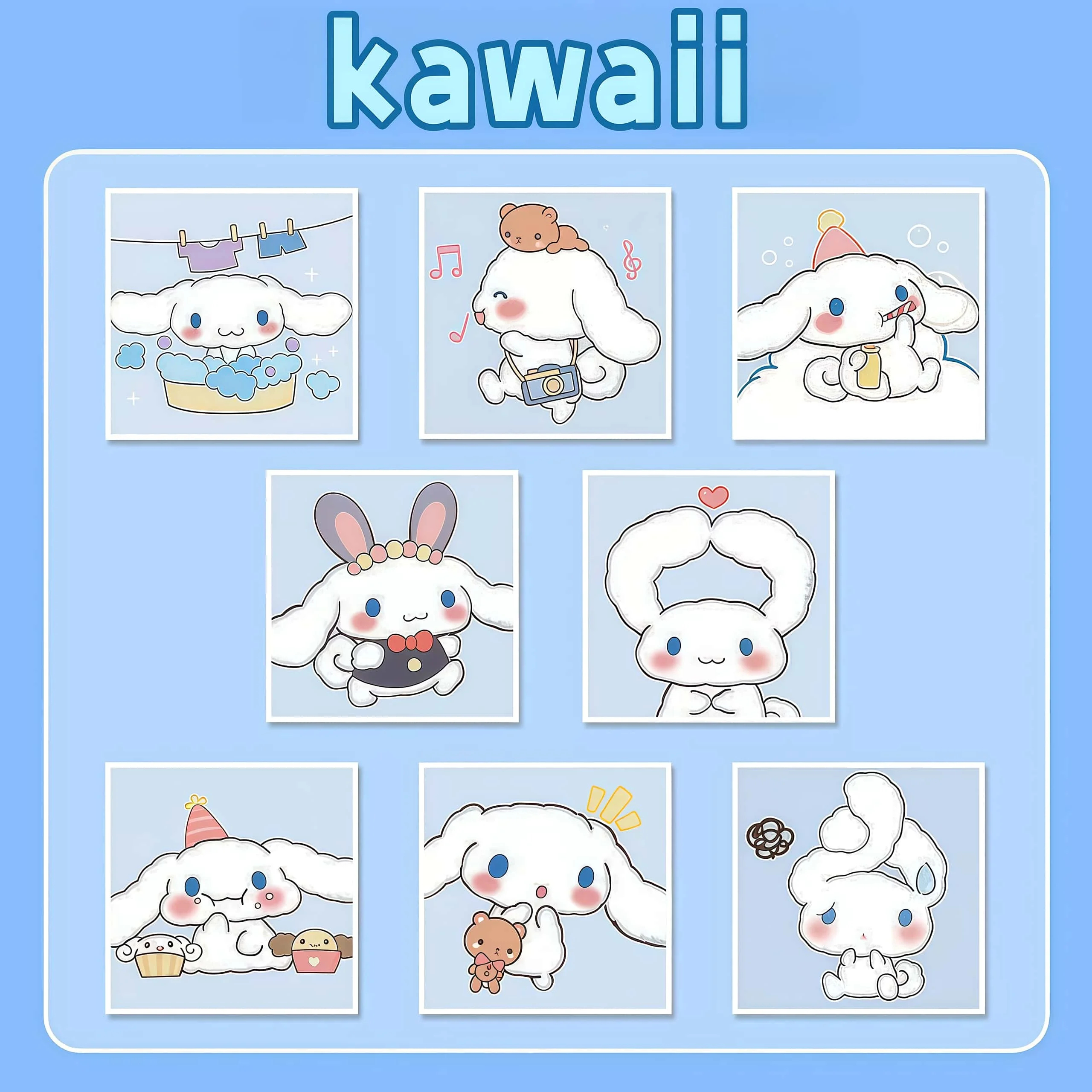 500Pcs Sanrio Cinnamoroll Daily Life Sticker Roll, Kawaii Cartoon Design Decals for DIY, Journal & Gift Embellishment