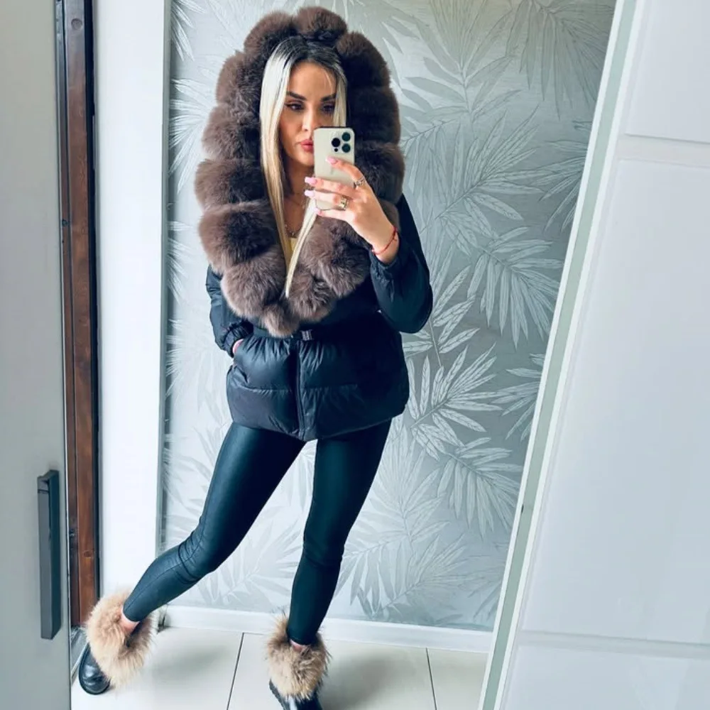 2025 Winter Thick Warm Duck Down Coat Female Parkas Waterproof Puffer Jacket Women Real Fox Fur Hooded