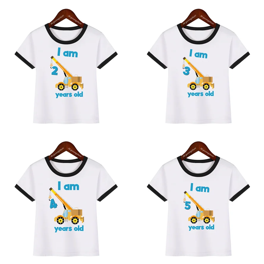 

I'M 2 3-10 Years Old T Shirt Funny Crane Print T-Shirt Birthday Party Gift Shirt Boys Girls Short Sleeve Tees Harajuku Black Top