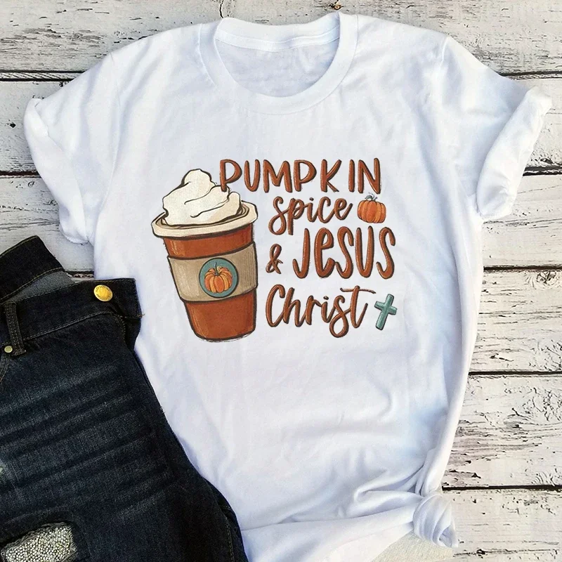 

Pumpkin Jesus Christ Shirt Happy Thanksgiving Shirt Cute Pumpkin T-shirt Halloween Women Clothes Vintage Tee L