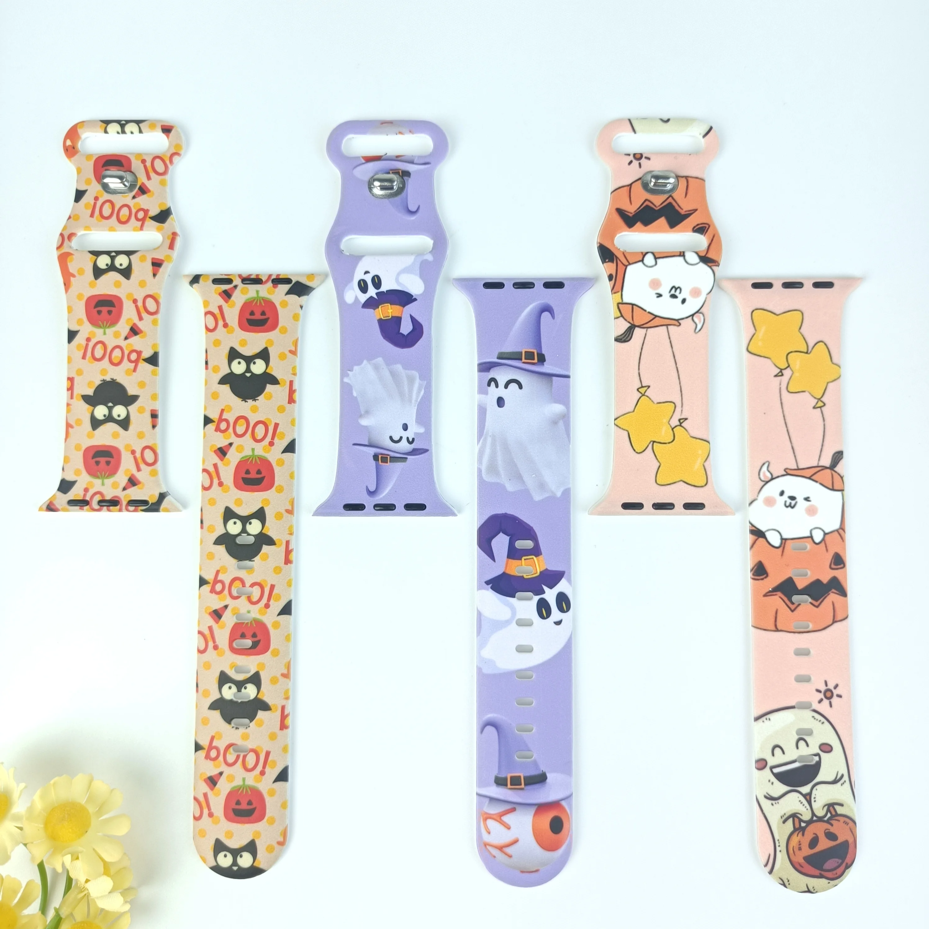 Cinturino stampato gatto di Halloween per Apple Watch 10 9 8 Bracciale sostituibile con cinturino in silicone per cinturino iWatch 46mm 44mm 42mm 41mm