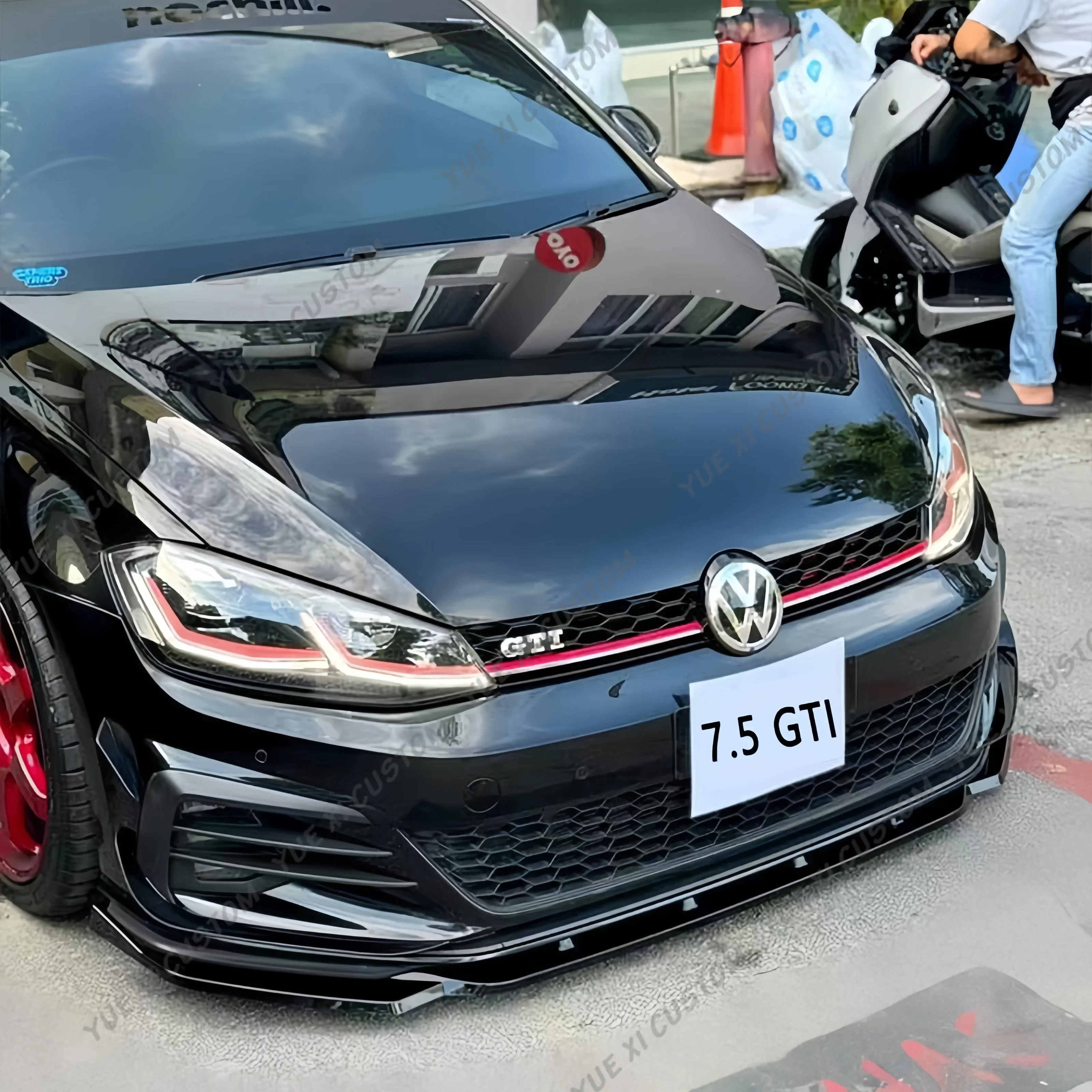 Dla Golfa 7.5 GTI GTD 2017-2020 Golfa MK7 Facelift MAXTON Style Przedni zderzak samochodowy Spoiler Cap Przednia osłona wargi Tuning