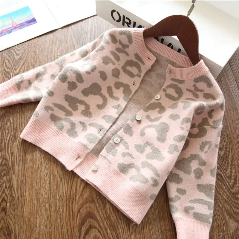 

Baby Girls Outerwear Coat for Girl Fashion Leopard Cardigan Clothing Sweater Outwear Children Kids Autumn Winter Coats 2-8 years