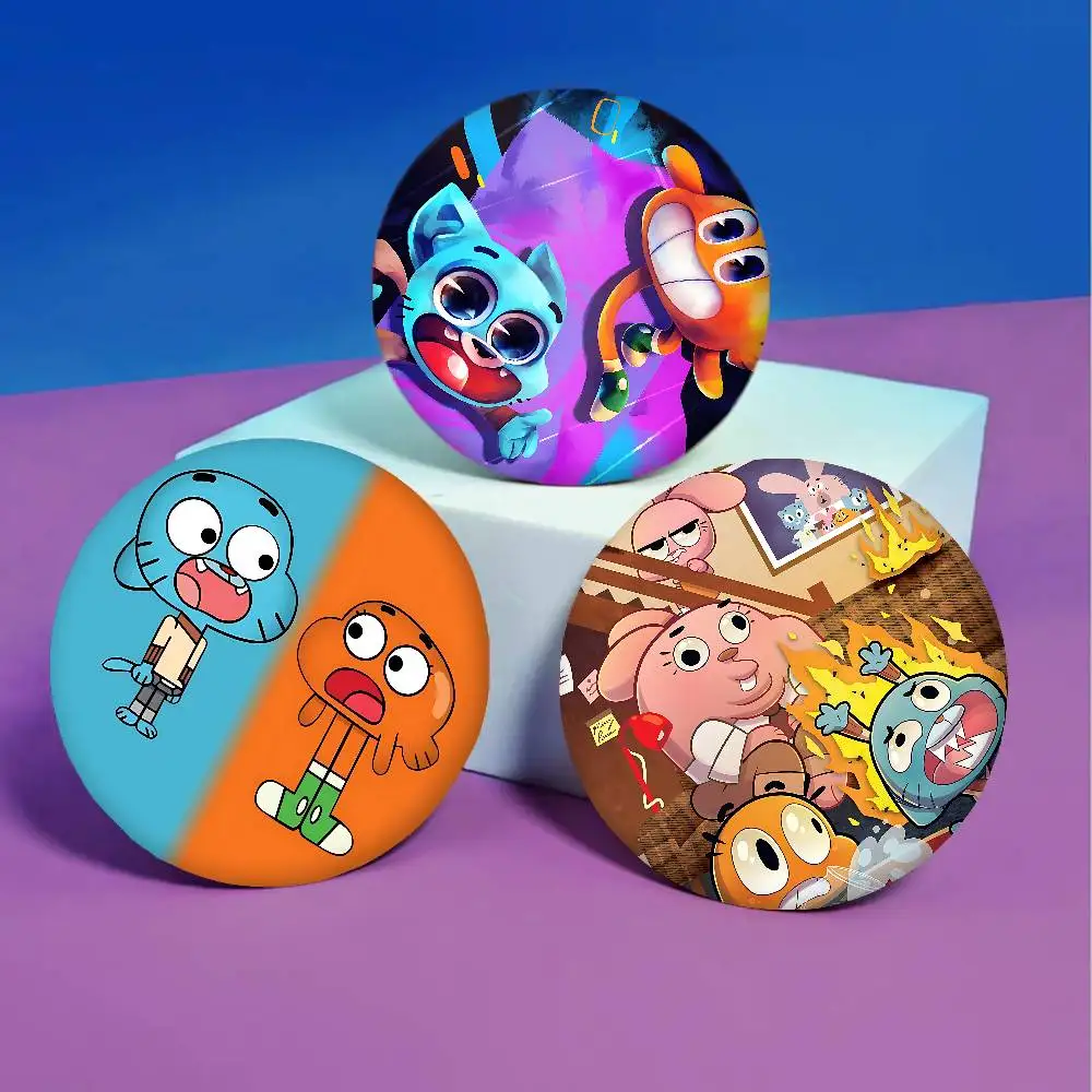 The Amazing World Of Gumball Round Cartoon Brooches Handmade Pins For Backpack Jewelry Accessories Gifts Creative Badge