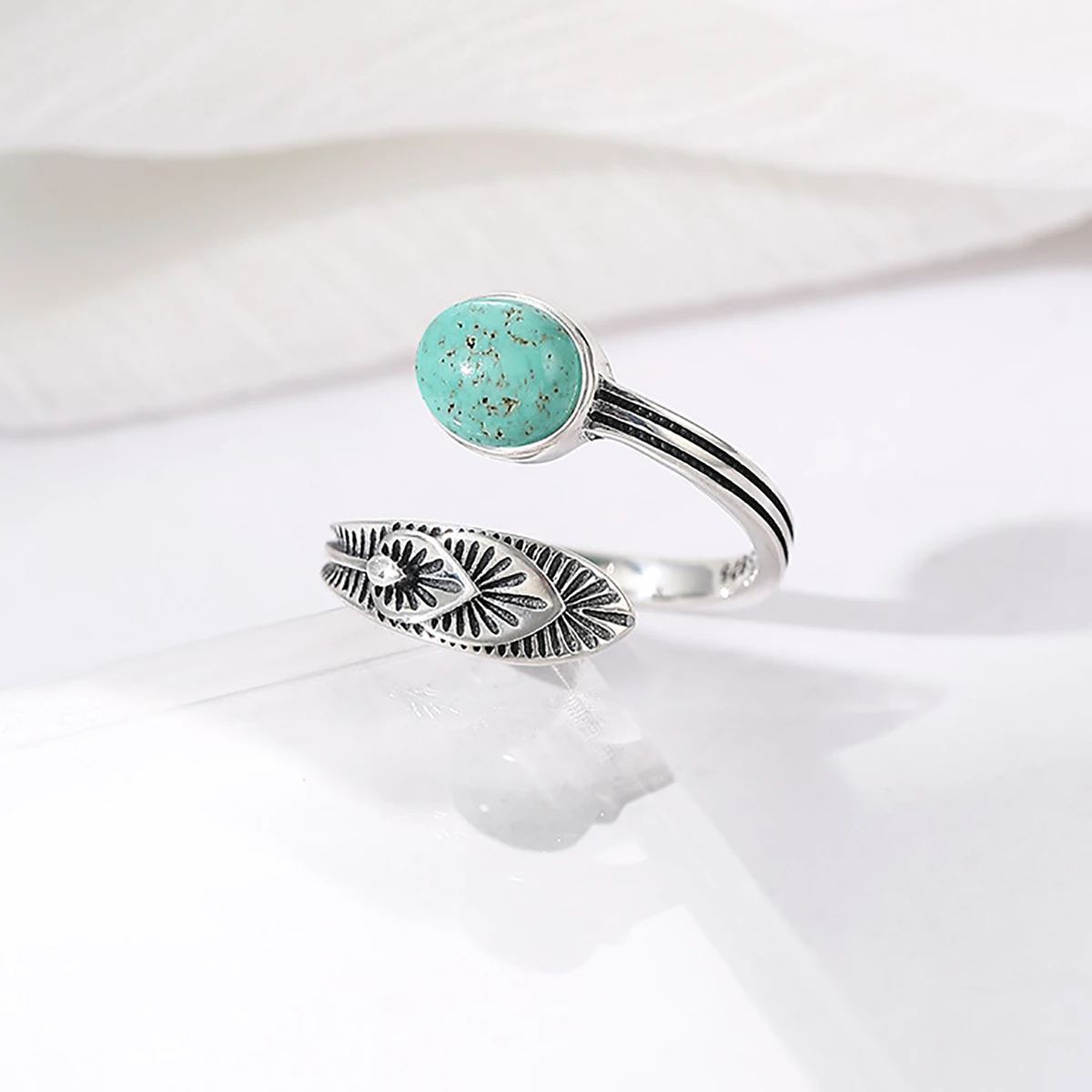 925 Sterling Silver Leaf Ring Base Blank fit Oval Cabochon Mounting Setting Adjustable Ring Cameo Handmade Jewelry Making