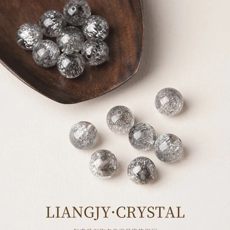 Snqp 7a Grade Natural Silver Shiny Firework Super Seven Crystal Loose Bead Feng Shui Lucky Blessing Wealth Attracting For Diy