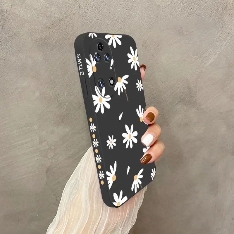 Funda de teléfono con margaritas lisas, carcasa de silicona líquida para Huawei P40, P50, P30, P20 Pro Lite, Nova 5t, Y7A, Mate 40, 30, 20 Pro Lite