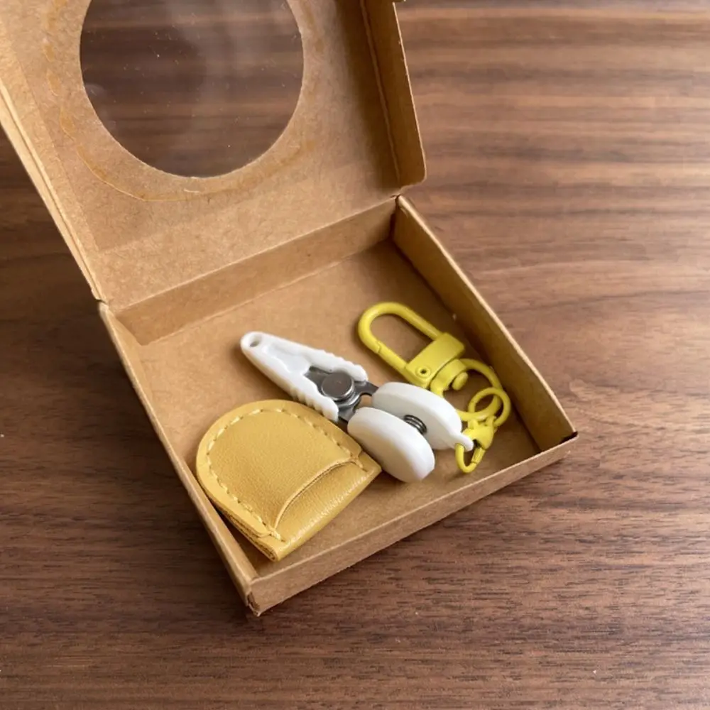 High Precision Art Mini Scissors with Protective Cover Keychain Design Sewing Embroidery Snips with Storage Box Straight Tip