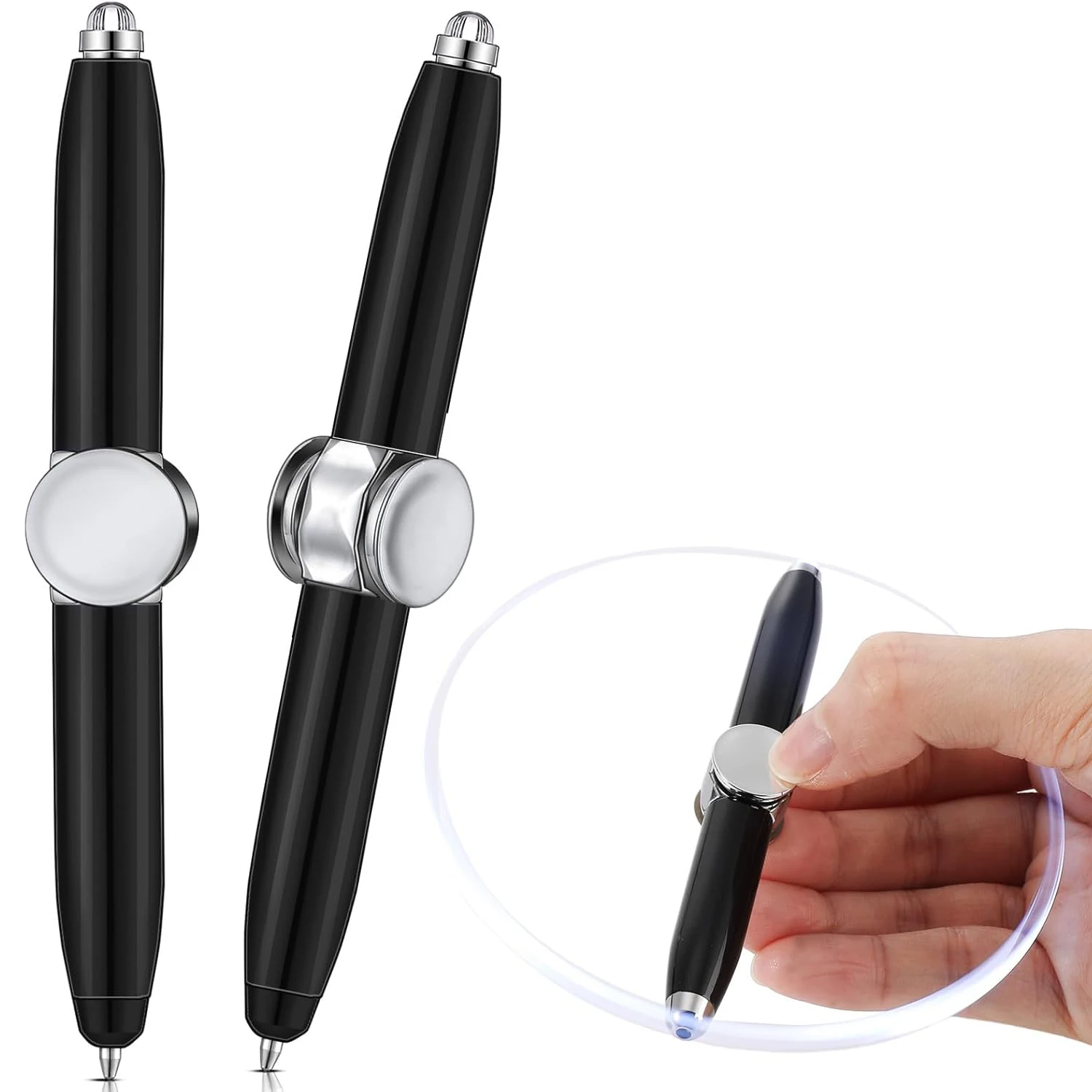 

Ventilate Stress Relieving Pen Fingertip Gyro Metal Stress Relieving Pen LED Light Rotating Pen Multi functional Toy