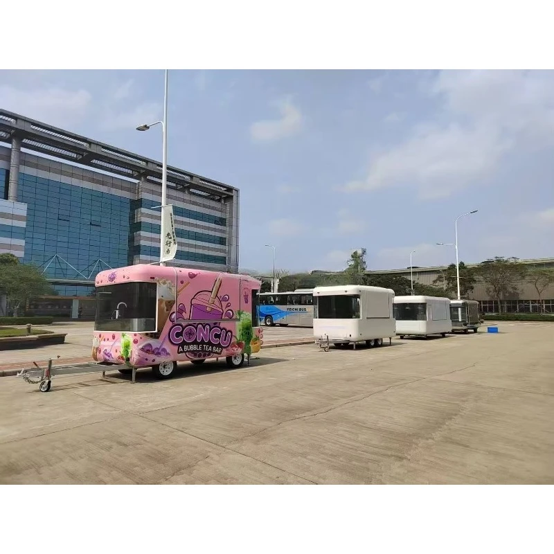 Portable Stainless Steel Vendor Cart Street Food Cart Commercial Mobile Bar Trailer for Outdoor House Van Use