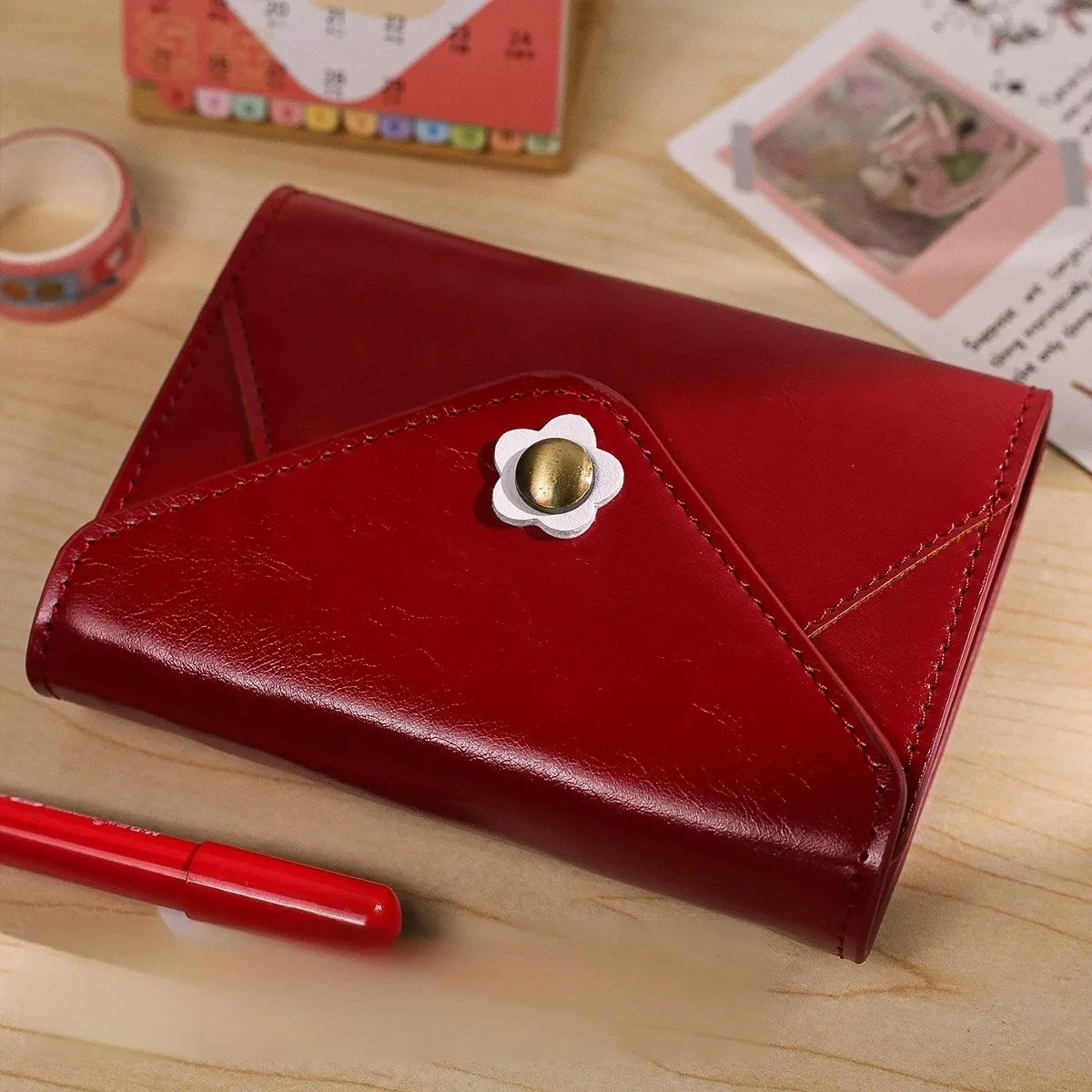M5 Three-Fold Envelope Style Loose-Leaf Notebook Detachable Notebook Portable Blank Journal Retro Office Stationery