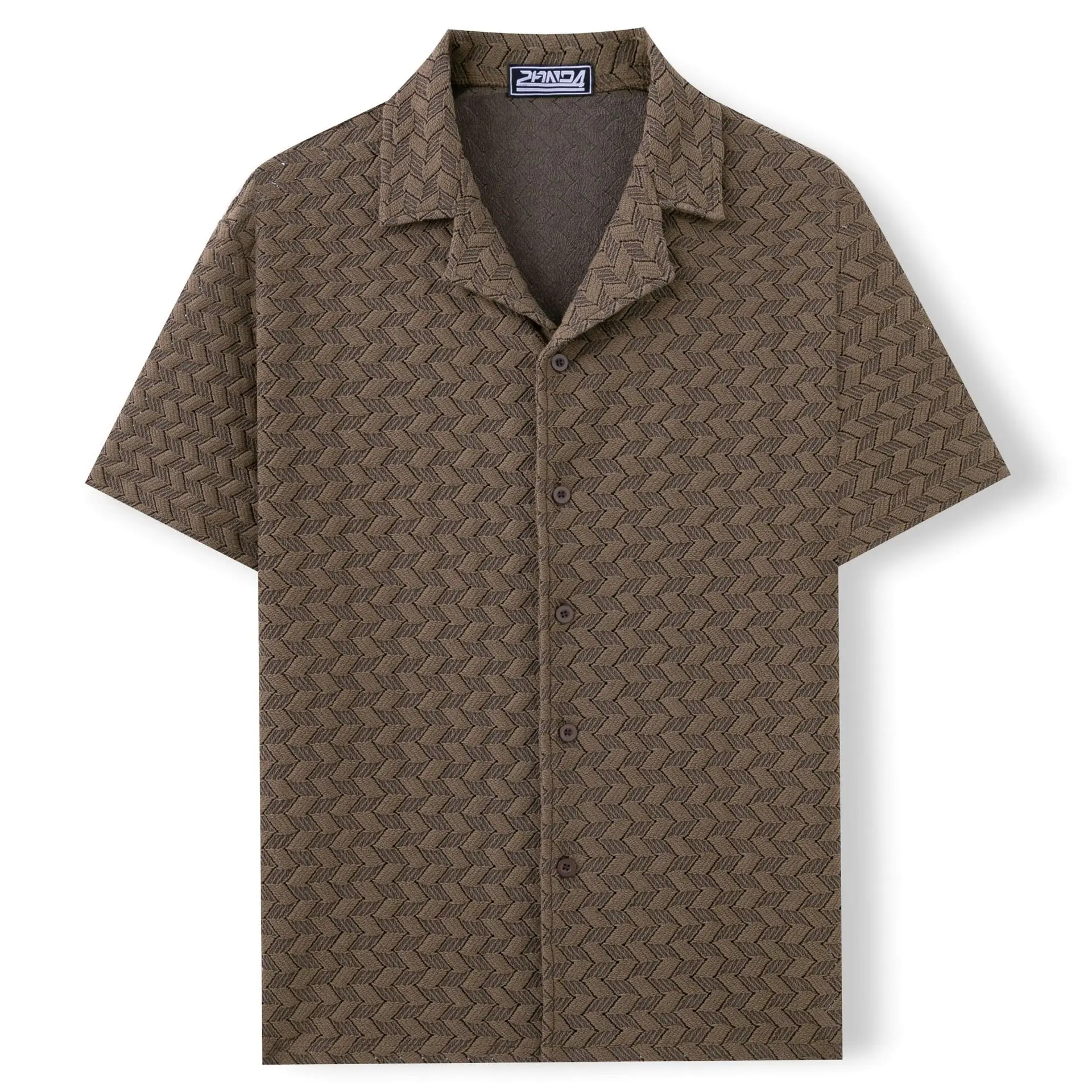 Men's Summer New Hollow Short Sleeved Shirt Casual Beach Style Shirt Streetwear Men Clothing  L