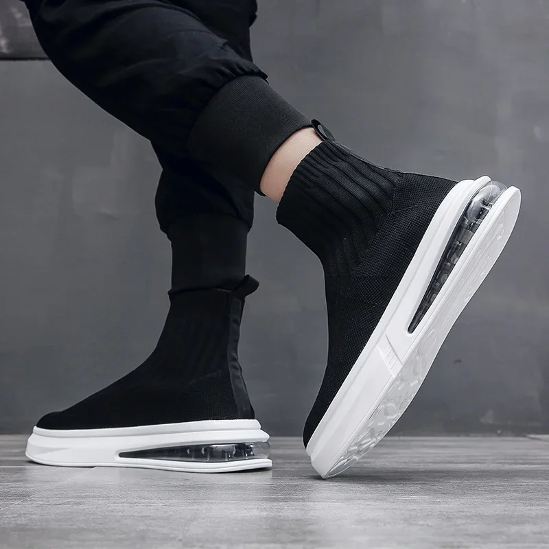 Men Shoes Casual Sock Shoes Breathable Air Cushion Flat Sport Shoes Youth Street Cool Slip-on Sneaker