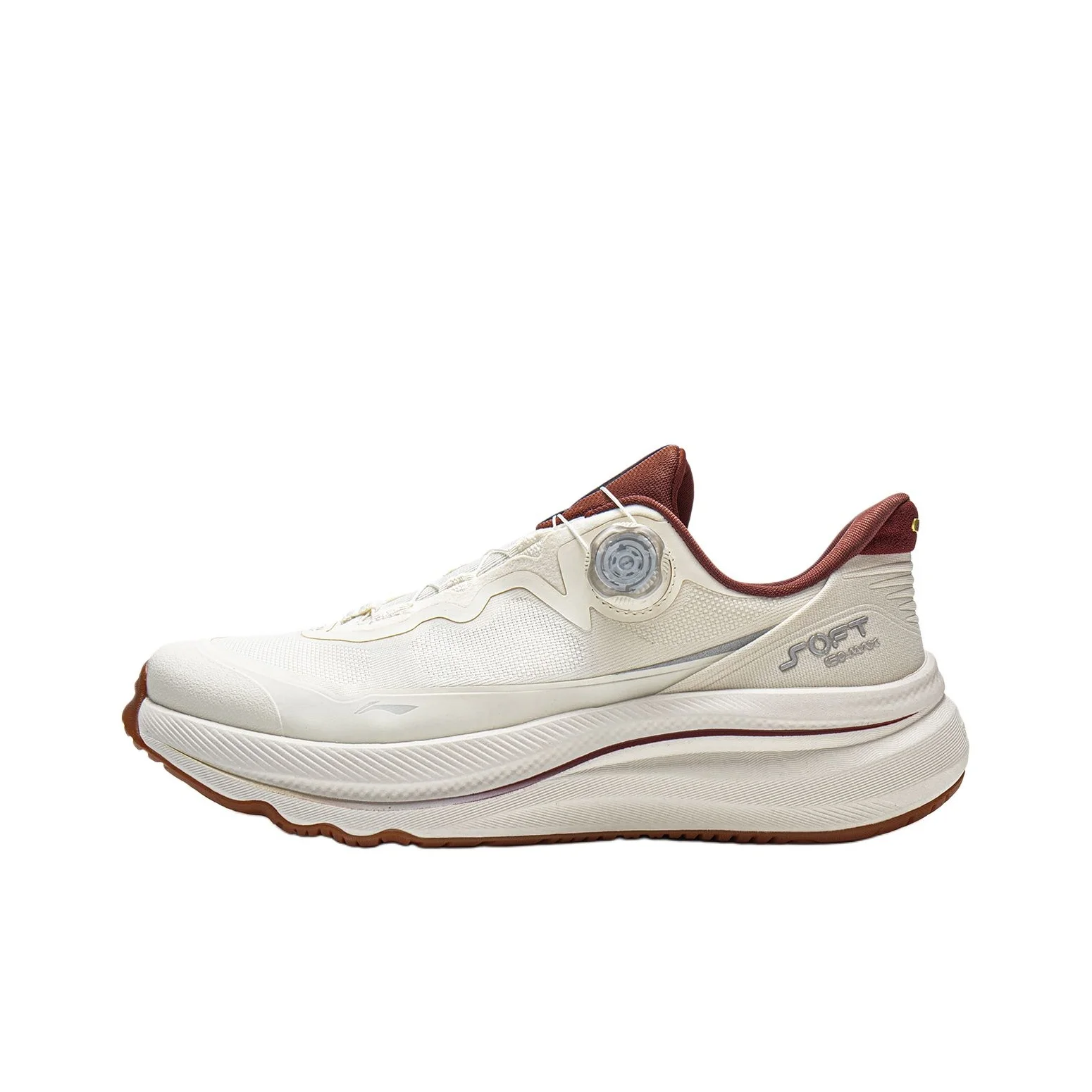 Li Ning SOFT GO MAX 2 Synthetic Leather Rebound Breathable Low top Casual Shoes Unisex Ecru AGLW011-1