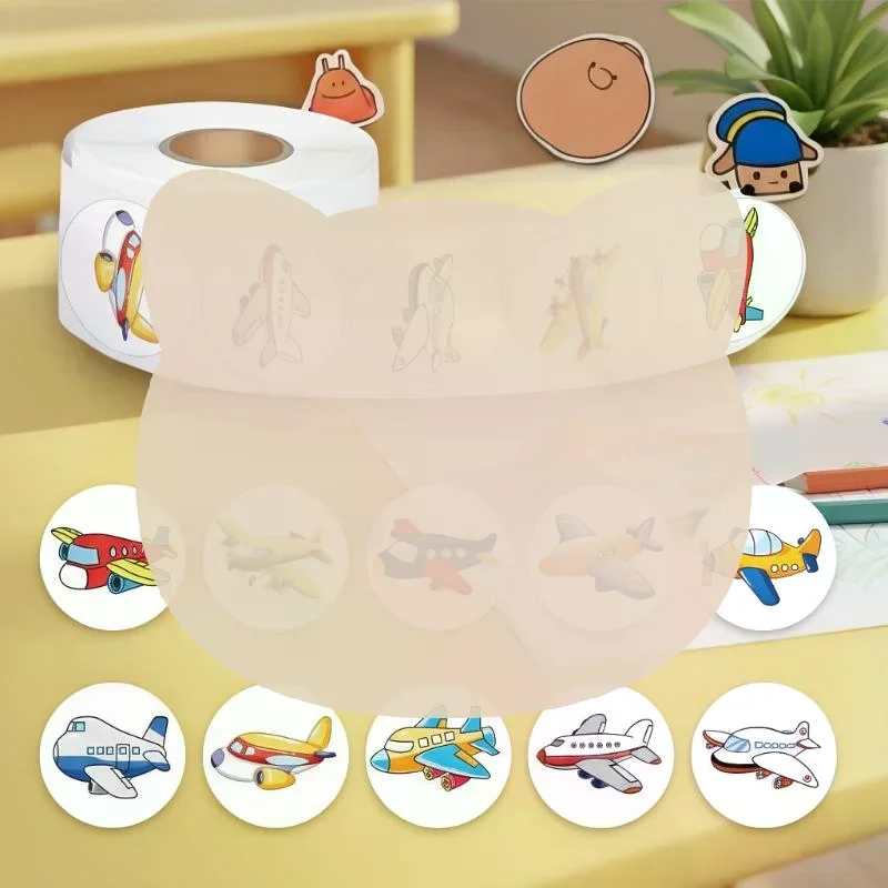 500pcs Cartoon Airplane Rolling Stickers Small Cute Toy Game Sticker DIY Gift Sealing Label Decoration