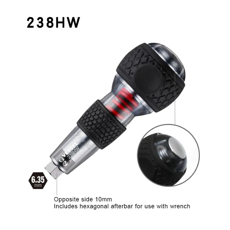 VESSEL Ball Grip Impactor Screwdriver Set with Replacement Bits Interchangeable Cross Hexagonal Screwdriver Bits 230HW / 238HW-2