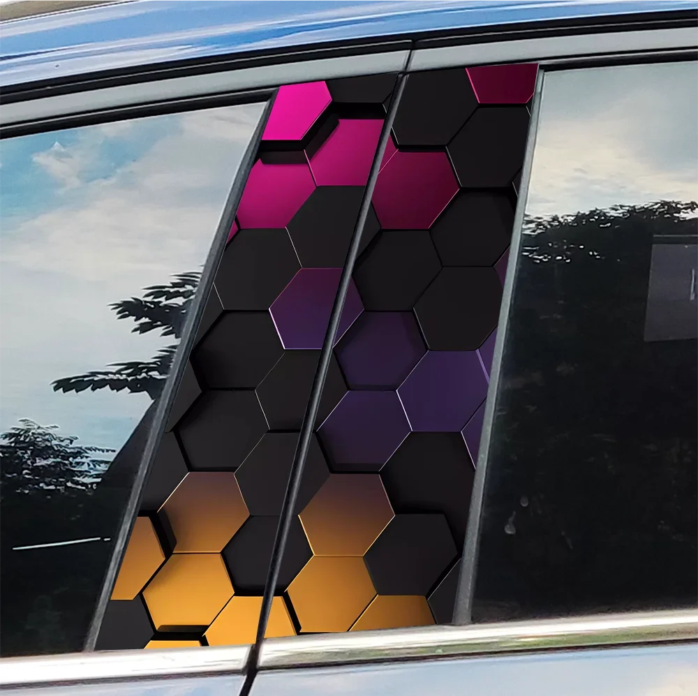 

Honeycomb Car Stickers Auto B Pillar Waterproof Decoration Cover Scratches Sunscreen Car Doors Pillar Vinyl Decal Accessories