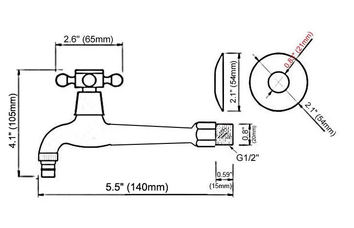 Golden Brass Single Hole Wall Mount Faucet Washing Machome Out Door Garden Sink Cold Water Taps Dav143