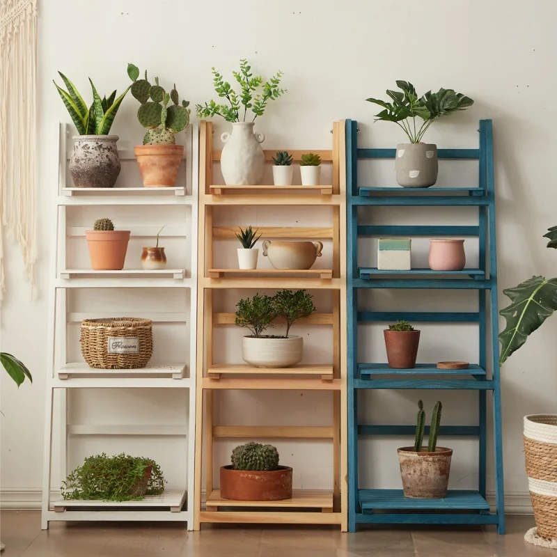 

Multi-layer flower pot rack Solid wood floor-to-ceiling green plant flower rack Indoor balcony Living room rack Trapezoidal