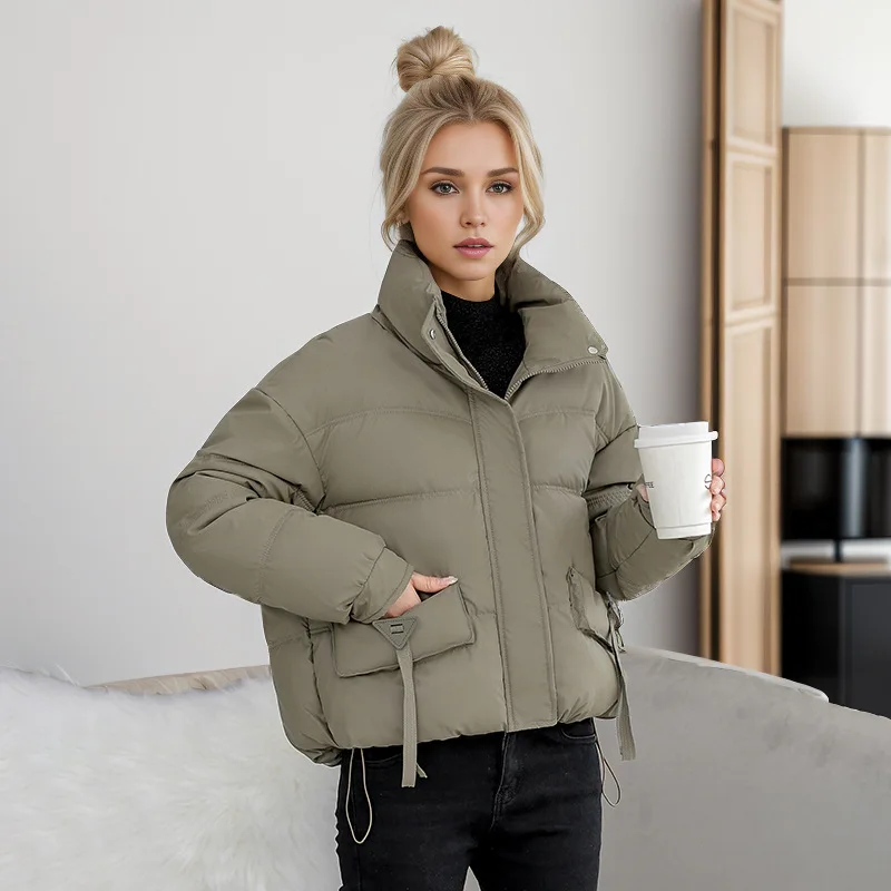 2024 Fashion Winter Women's Cold Coat Loose Stand Collar Oversize Short Parkas Casual Female Thick Warm Down Cotton Jackets