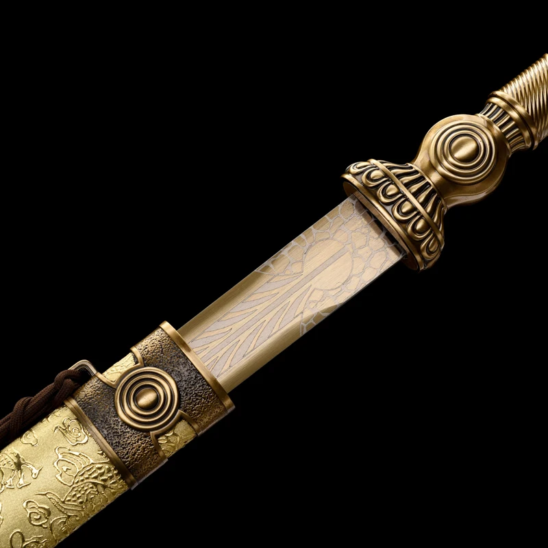 Special Chinese Tang Sword,Golden Blade,High Manganese Steel Non Sharp,Home Decor Swords,Metal handle,Wooden Sheath - view 6