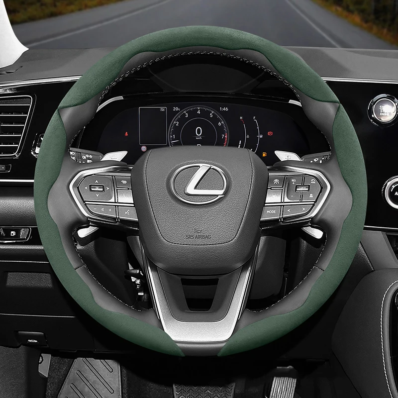 

Suitable for Lexus Anti-Slip Buckle Segmented Suede Steering Wheel Cover Suitable for Is250 Ct200H Is350 Es300H Rc Is300H Rx Rx4