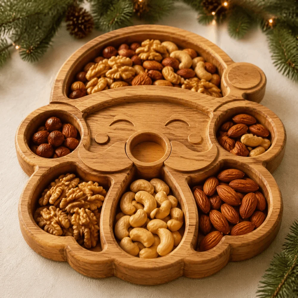 Food Storage With Dividers - Houten Kerstboom Serveerschaal, Gedeeld, Herbruikbaar, Gedeeld