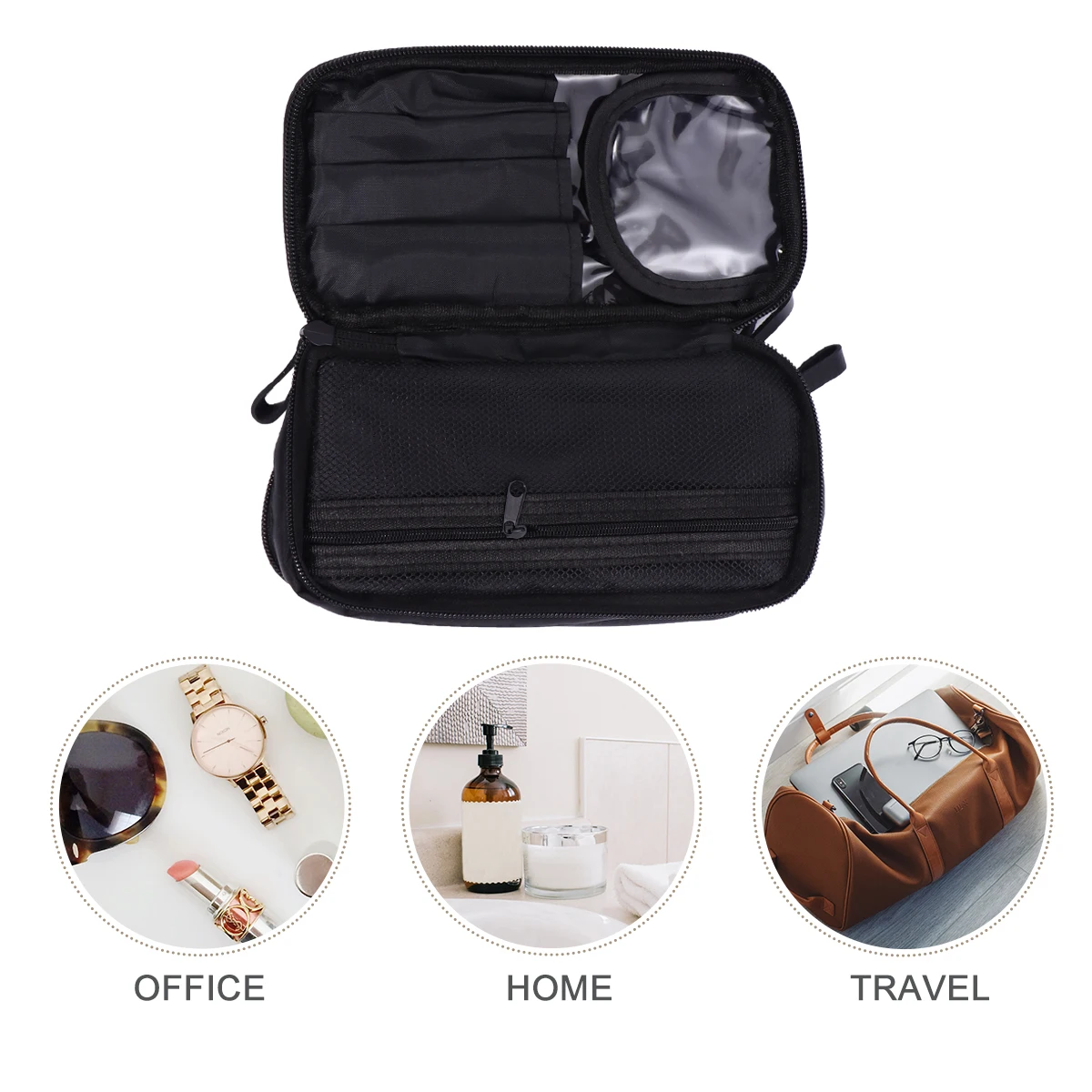 

Bag Makeup Travel Cosmetics Storage Bag Bags Large ganizer Zipper Black Storage Bathroom Bedroom Practical