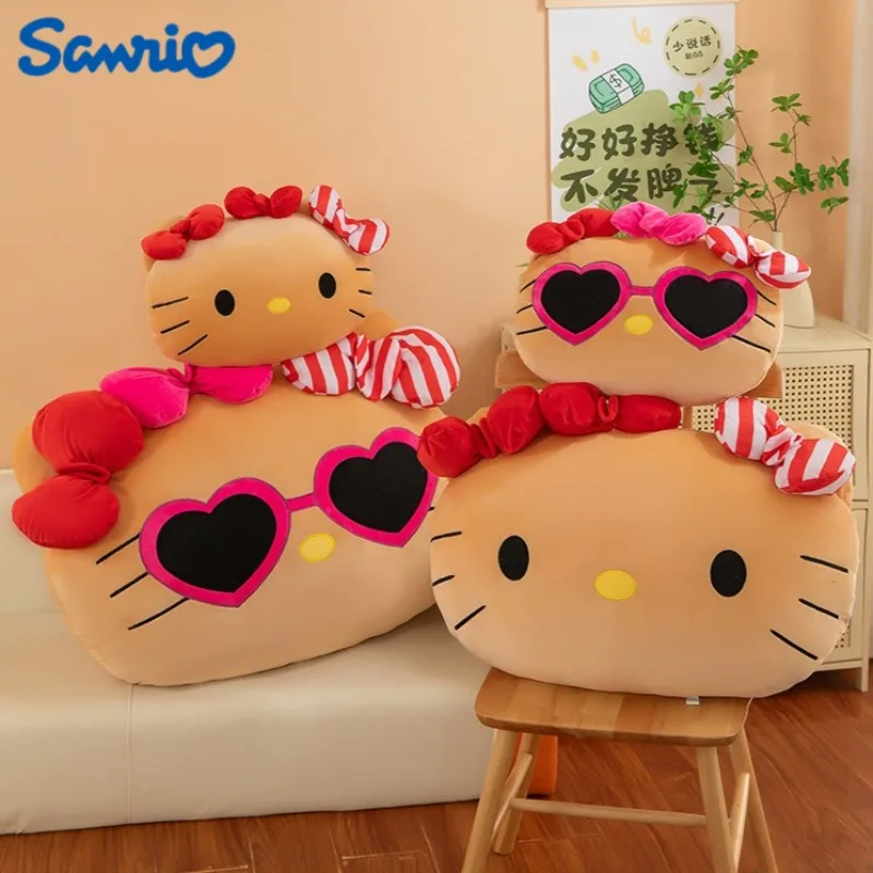 

80cm Super Big Size Sanrio Black Leather Hello Kitty Anime Plushies Stuffed Doll Kawaii Room Decoration Pillow Holiday Gift