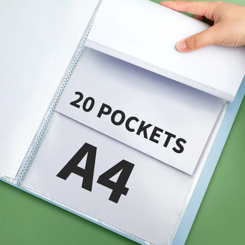 HUAJIE 1PCS A4 Clear Display Book, 20/40 Pockets Transparent Document Folder, Photo Album Binder for Office, School, Study