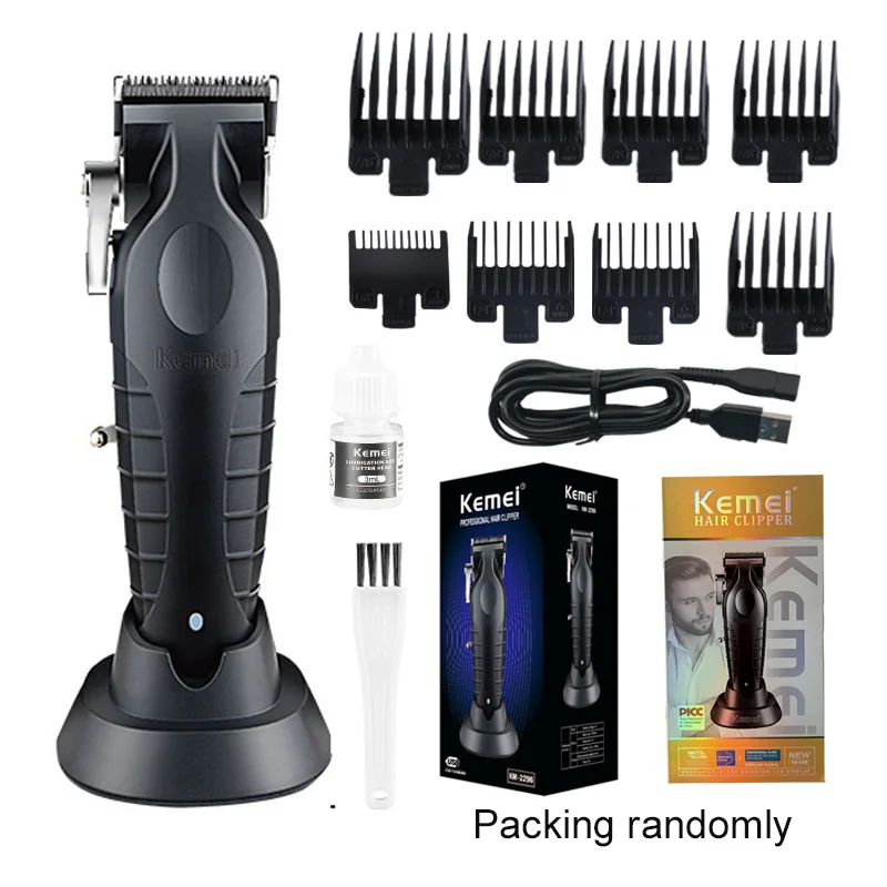 Tondeuse à Cheveux Professionnelle Rechargeable Originale Kemei KM-2296 2299, Tondeuse à Cheveux Réglable USB pour Salon de Coiffure et Barbershop