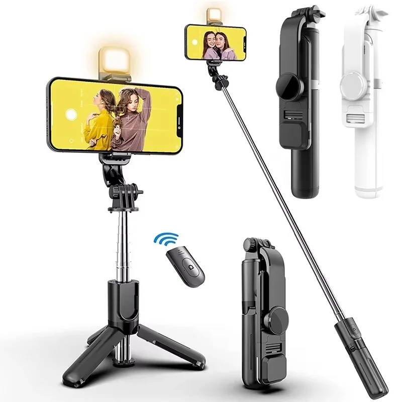 Wireless Bluetooth Selfie Stick Foldable Portable Tripod With LED Fill Light Remote Control Mini Selfie Stick For iPhone Xiaomi