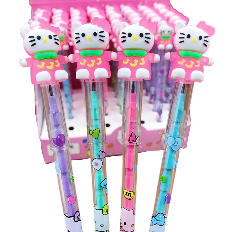 48pcs Sanrio Mechanical Pencil Hello Kitty Cinnamoroll Student Silicone Tips Writing Pencil School Supplies Stationery Wholesale