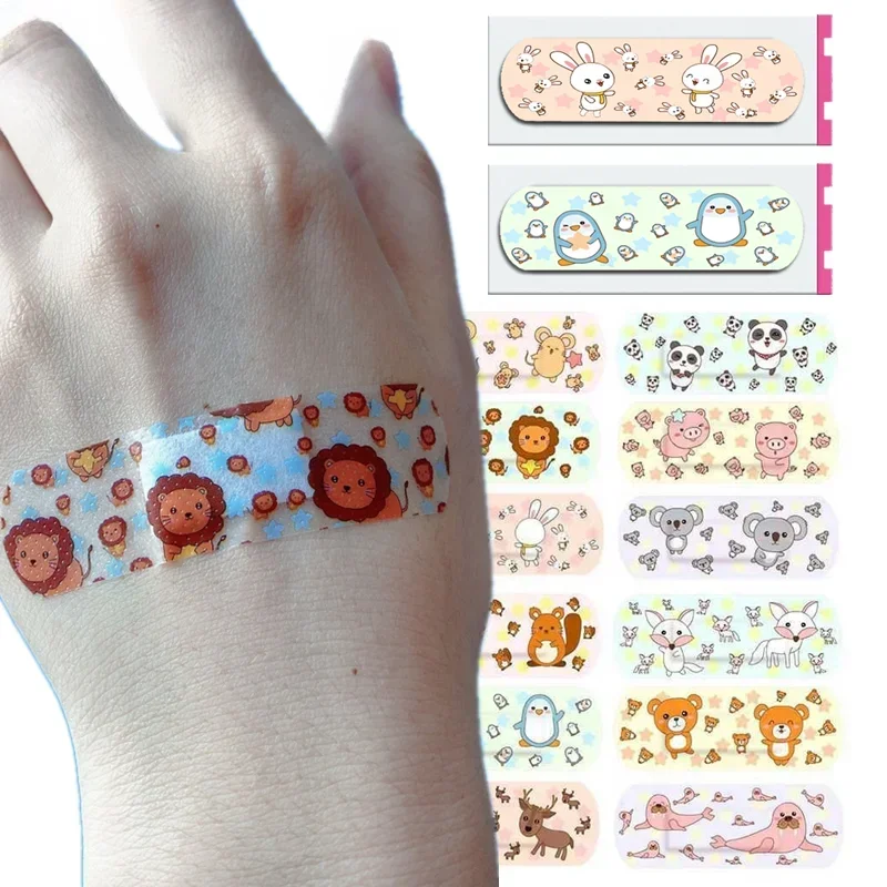 100pcs/120pcs Cartoon Band Aid Animal Pattern Plasters for First Aid Strips Breathable Wound Dressing Patch Adhesive Bandages