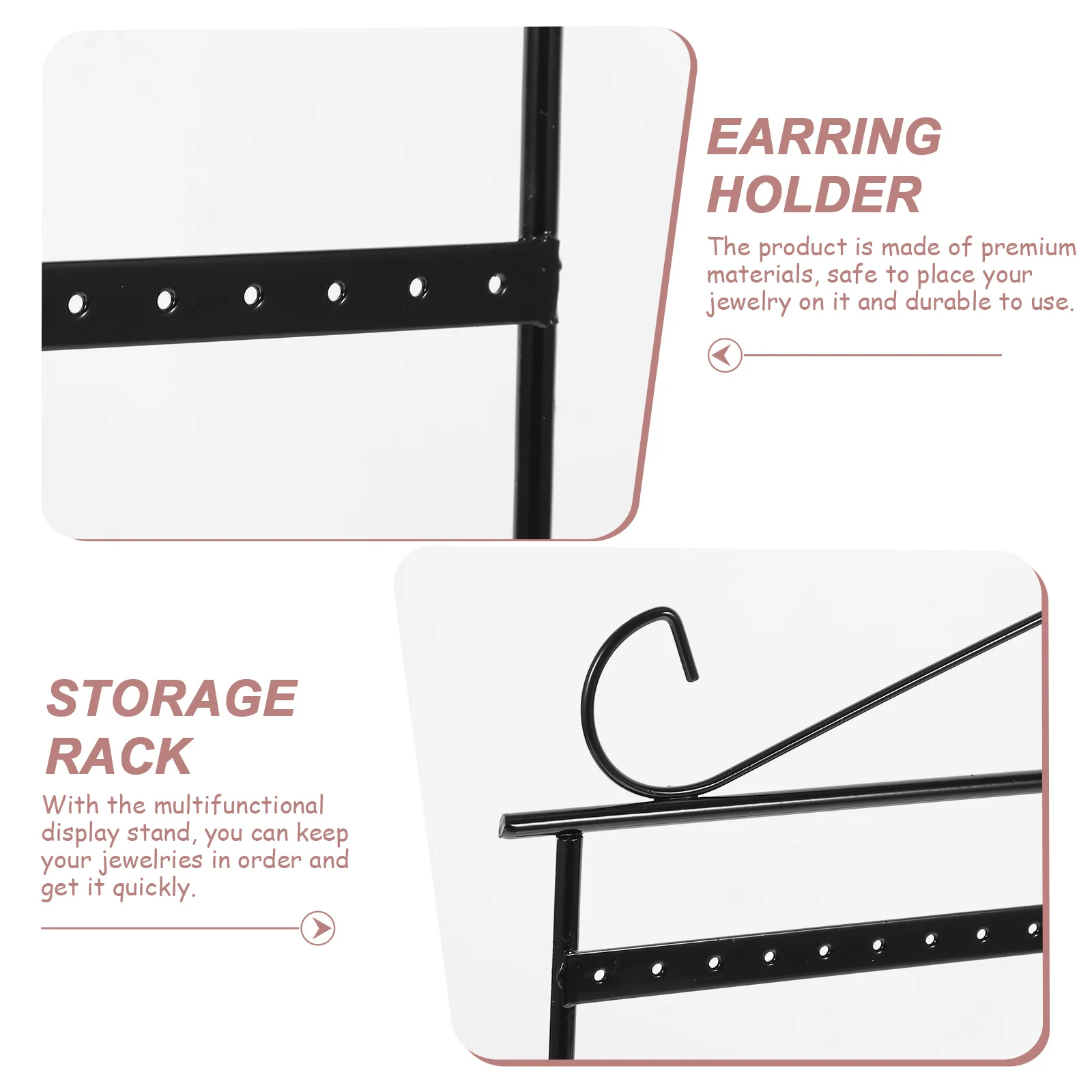 

Elegant Jewelry Display Rack Household Earring Storage Rack Durable Iron Stand for Necklaces Bracelets Watches